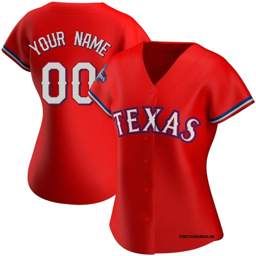 #00 Custom Women's Texas Rangers Red Replica Alternate 2023 World ...